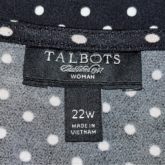 Talbots Woman dress, black with small off-white polka dot print, loose and flowy - Picture 10 of 11